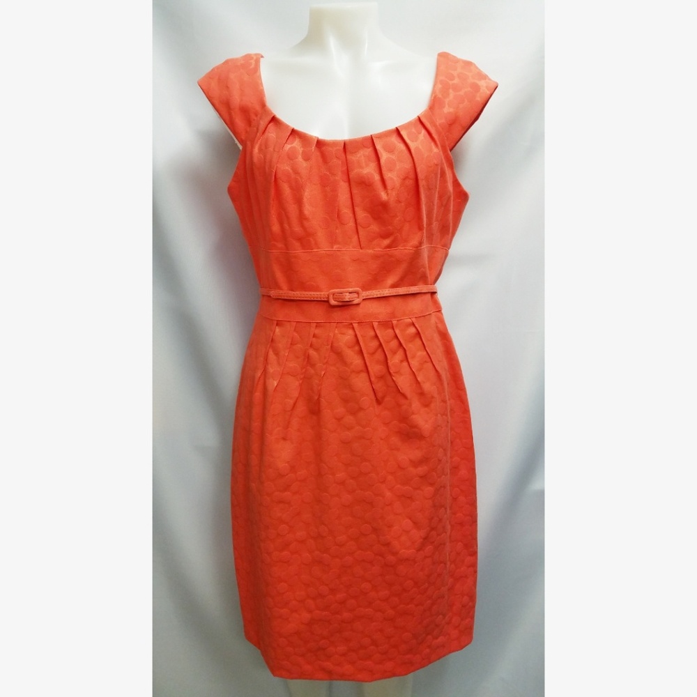 London Times Polka Dot Coral Tangerine Dress 12